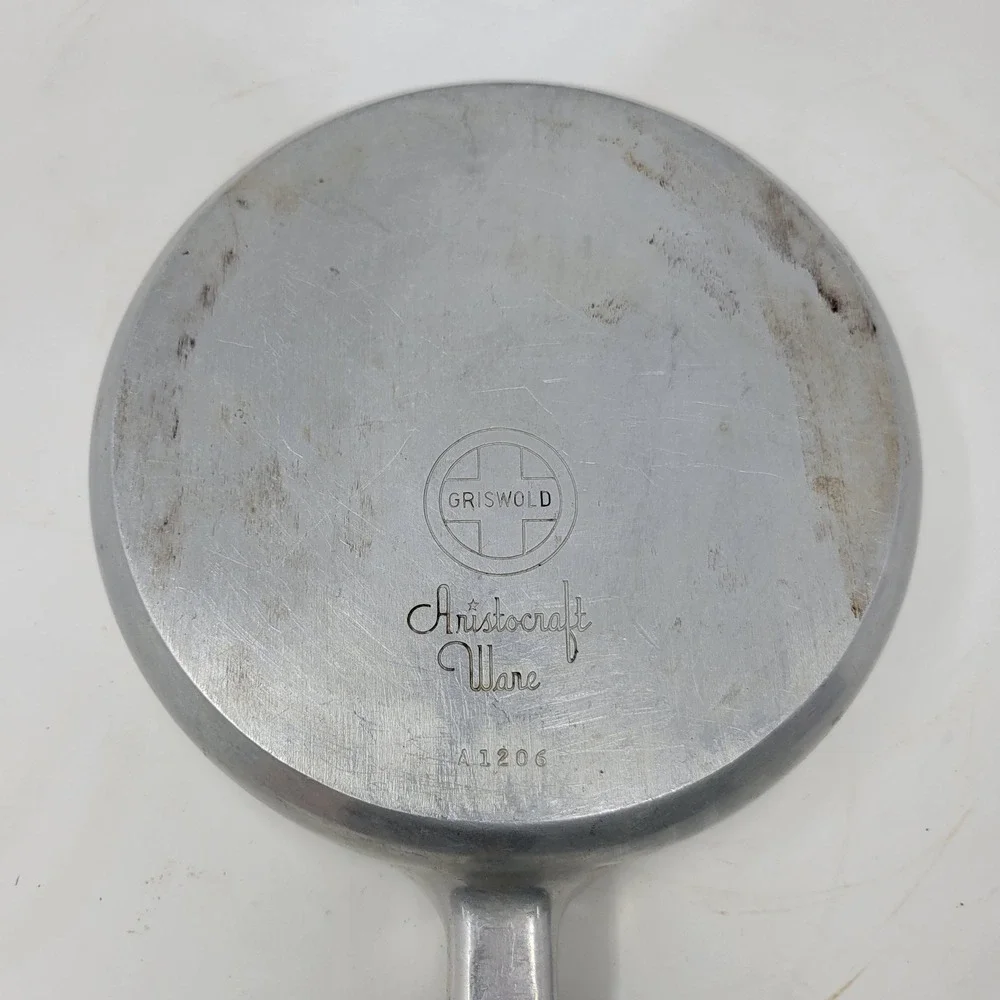 Griswold Aristocraft Ware A1206 Cast Aluminum‎ Skillet Wood Handle Vintage MCM